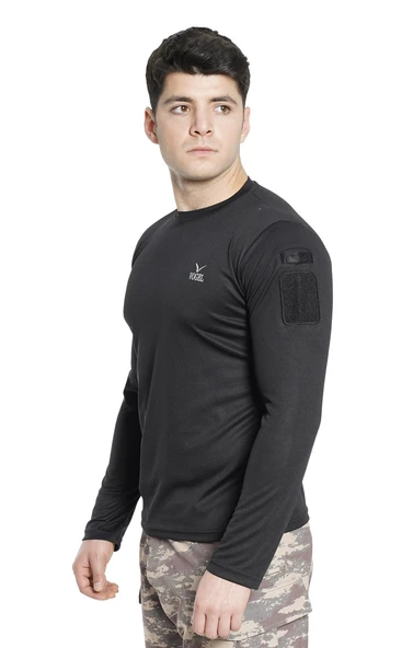 VOGEL UZUN KOL BİSİKLET YAKA TAKTİK SWEATSHIRT SİYAH ürün görseli 1
