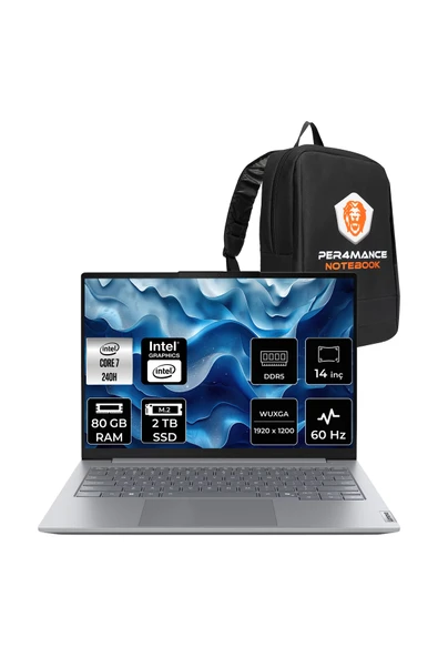 LENOVO ThinkBook 14 G8 Intel Core 7 240H 80GB 2TB SSD 14" WUXGA FDOS Dizüstü Bilgisayar & Çanta ürün görseli 1