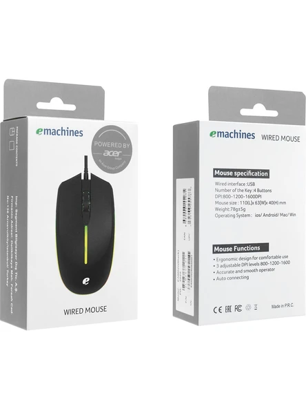 Acer eMachines EAM020 Siyah Optik Kablolu Oyuncu Mouse - Resim 4