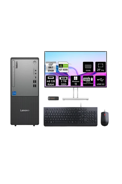 LENOVO ThinkCentre Neo 50T G5 i7 13700 48GB 2TB SSD GT1030/4GB W11P Masaüstü Bilgisayar + 27" ürün görseli 1