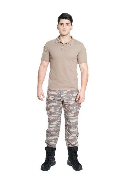VOGEL KISA KOL POLO YAKA TAKTİK T-SHIRT BEJ ürün görseli 1
