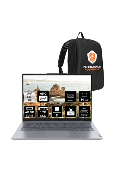 LENOVO ThinkBook 14 G7 Ultra 7 155H 48GB DDR5 1TB SSD 14'' WUXGA W11H Dizüstü Bilgisayar & ÇANTA ürün görseli 1