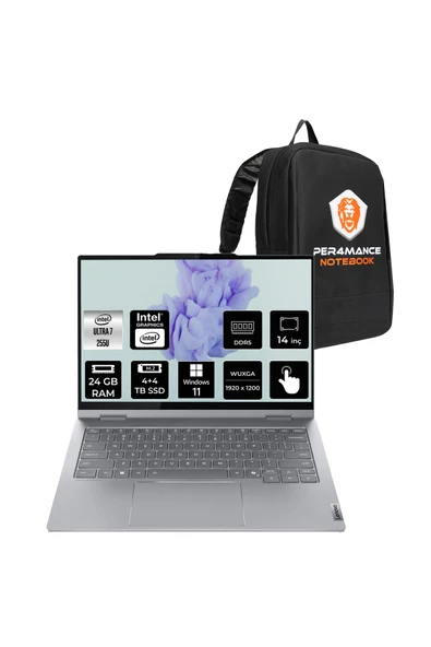 LENOVO ThinkBook 14 G5 IAU Ultra 7 255U 24GB 4TB+4TB SSD 14" WUXGA W11H İkisi Bir Arada Notebook ürün görseli 1