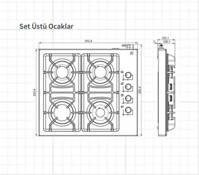 FERRE D - 40 Inox Setüstü Ocak - Resim 2