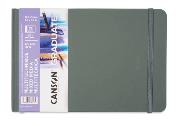 CANSON GRADUATE ÇİZİM BLOĞU MIX MEDIA SERT KAPAK YATAY 21.6x14 200 GR 72 SF 31200L031 ürün görseli 1