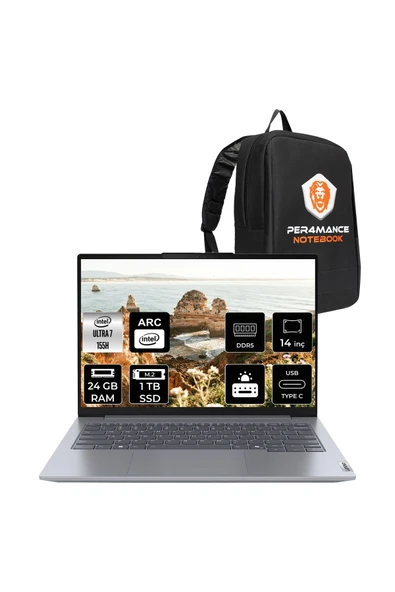 LENOVO ThinkBook 14 G7 Ultra 7 155H 24GB DDR5 1TB SSD 14'' WUXGA FDOS Dizüstü Bilgisayar & ÇANTA ürün görseli 1