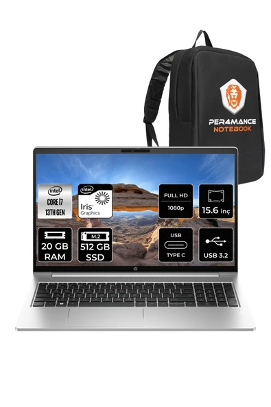 HP ProBook 450 G10 i7 1355U 20GB RAM 512GB SSD 15.6'' FHD FDOS Dizüstü Bilgisayar & PER4 ÇANTA ürün görseli 1
