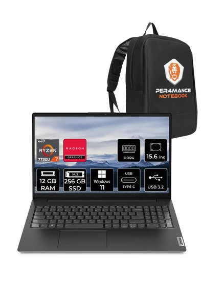 LENOVO V15 G4 R7 7730U 12GB 256GB SSD 15.6'' FHD W11HOME Dizüstü Bilgisayar & PER4 ÇANTA ürün görseli 1