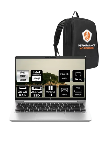 HP ProBook 440 G10 i7-1355U 36GB RAM 256GB SSD 14'' FHD W11PRO Dizüstü Bilgisayar & PER4 ÇANTA ürün görseli 1