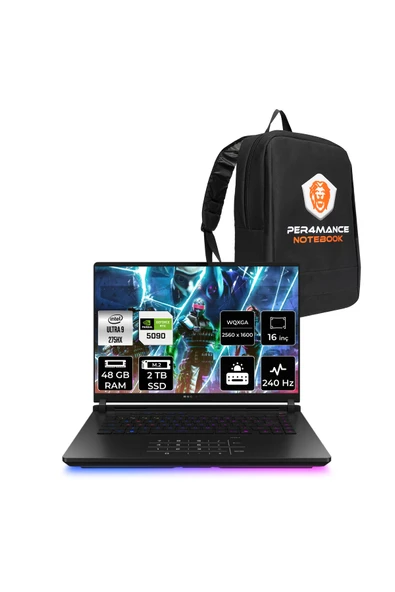 ASUS ROG Strix G16 Ultra 9 275HX 48GB 2TB SSD RTX5090/24GB 175W 240HZ 16'' 2.5K FDOS Gaming & PER4 ürün görseli 1