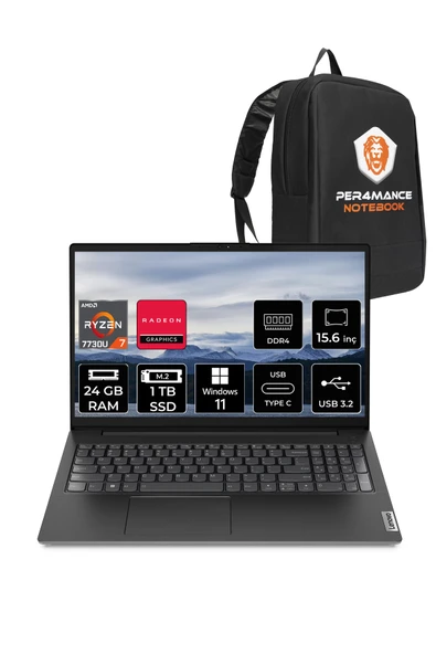 LENOVO V15 G4 R7 7730U 24GB 1TB SSD 15.6'' FHD W11HOME Dizüstü Bilgisayar & PER4 ÇANTA ürün görseli 1