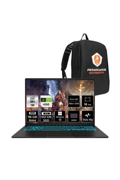 ASUS Vivobook 16 Core 5 210H 96GB 512GB SSD RTX4050/6GB 144Hz 16" WUXGA W11H V3607VU & PER4 ÇANTA ürün görseli 1