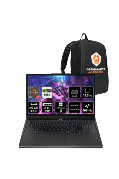 LENOVO Legion 5 Ryzen 7 260 96GB 2TB SSD RTX5060/8GB 115W 15.3" FHD+ 165Hz W11H Gaming Laptop ürün görseli 1