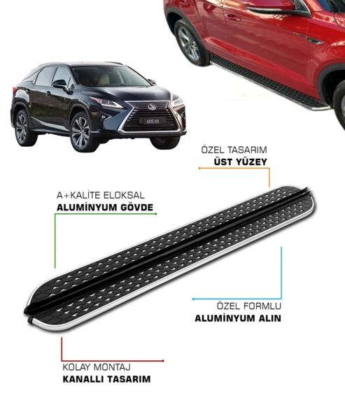 LEXUS RX200T UYUMLU 2018 2019 2020 2021 2022 2023 2024 2025 2026 2027 ARACA ÖZEL YAN BASAMAK ürün görseli 1