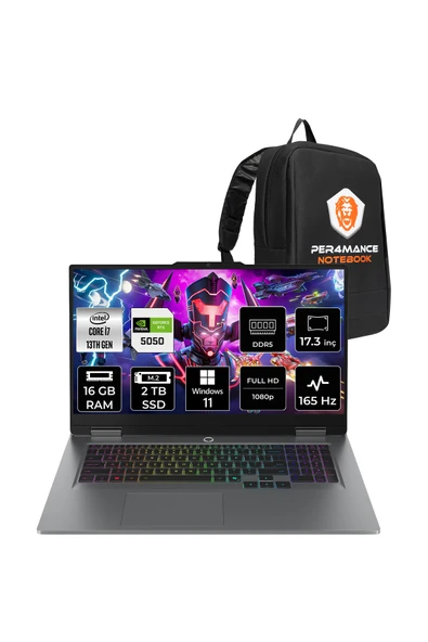 LENOVO LOQ 17IRX10 i7 13650HX 16GB 2TB SSD RTX5050/8GB 115W 17.3" FHD 165Hz W11P Gaming Laptop ürün görseli 1