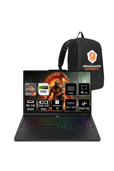LENOVO Legion Pro 5 R9 8940HX 96GB 256GB SSD RTX5060/8GB 115W 16" QHD+ 240Hz W11P Gaming Laptop ürün görseli 1