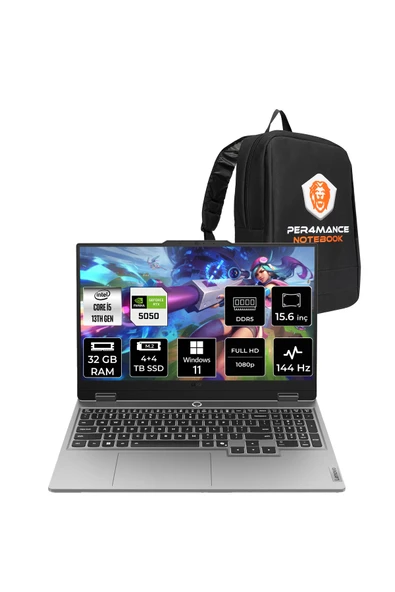LENOVO LOQ 15IRX10 i5 13450HX 32GB 4TB+4TB SSD RTX5050/8GB 100W 15.6" FHD 144Hz W11H Gaming Laptop ürün görseli 1