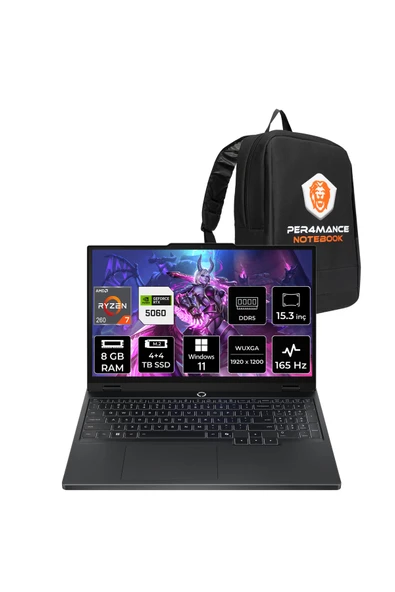 LENOVO Legion 5 Ryzen 7 260 8GB 4TB+4TB SSD RTX5060/8GB 115W 15.3" FHD+ 165Hz W11P Gaming Laptop ürün görseli 1
