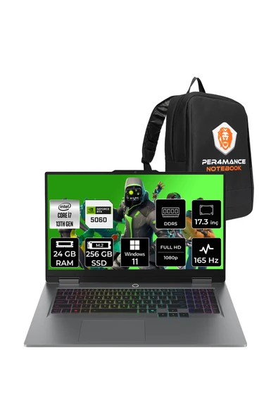 LENOVO LOQ 17IRX10 i7 13700HX 24GB 256GB SSD RTX5060/8GB 115W 17.3" FHD 165Hz W11P Gaming Laptop ürün görseli 1