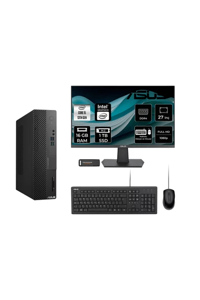 ASUS ExpertCenter D500SE i5 13400 16GB 1TB SSD FDOS SFF Masaüstü Bilgisayar & 27" Monitör ürün görseli 1