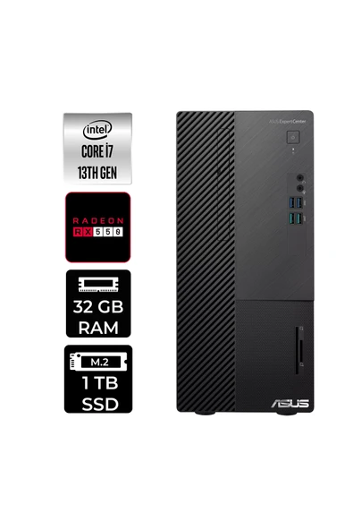 ASUS ExpertCenter D500ME i7 13700 32GB 1TB SSD RX550/4GB W11P Masaüstü Bilgisayar & PER4 USB Bellek ürün görseli 1
