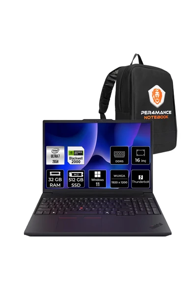 LENOVO ThinkPad P16v G3 Ultra 7 265H 32GB 512GB SSD RTX PRO 2000/8GB 16" FHD+ W11H İş İstasyonu ürün görseli 1