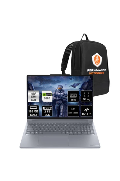 LENOVO ThinkBook 16P G6 Ultra9 275HX 128GB 2TB SSD RTX5060/8GB 115W 16" 3.2K 165Hz FDOS Laptop ürün görseli 1
