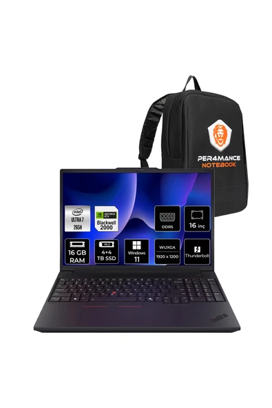 LENOVO ThinkPad P16v G3 Ultra 7 265H 16GB 4TB+4TB SSD RTX PRO 2000/8GB 16" FHD+ W11P İş İstasyonu ürün görseli 1