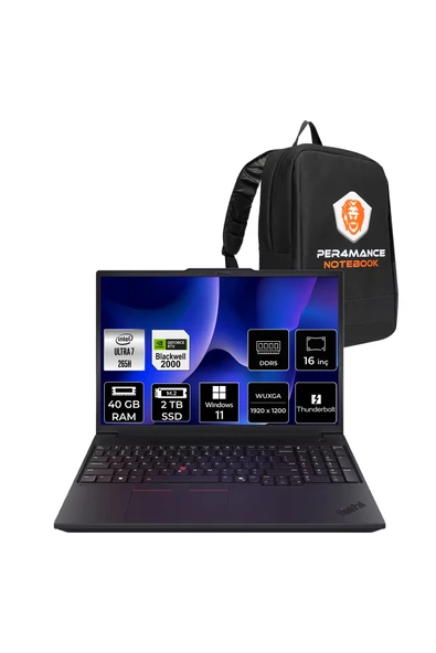 LENOVO ThinkPad P16v G3 Ultra 7 265H 40GB 2TB SSD RTX PRO 2000/8GB 16" FHD+ W11H İş İstasyonu ürün görseli 1