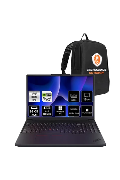 LENOVO ThinkPad P16v G3 Ultra 7 265H 96GB 4TB+4TB SSD RTX PRO 2000/8GB 16" FHD+ W11H İş İstasyonu ürün görseli 1