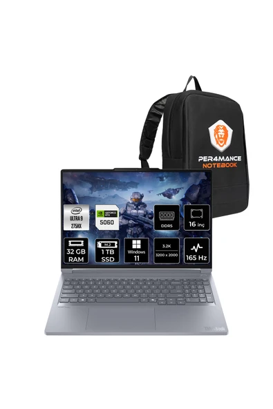 LENOVO ThinkBook 16P G6 Ultra9 275HX 32GB 1TB SSD RTX5060/8GB 115W 16" 3.2K 165Hz W11H Laptop ürün görseli 1