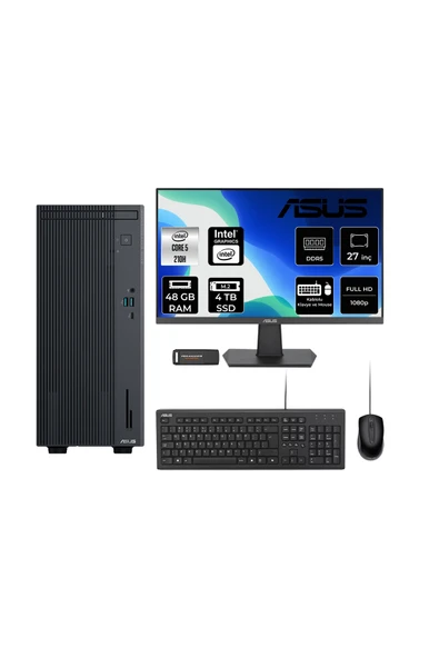 ASUS ExpertCenter P500 Core5 210H 48GB 4TB SSD FDOS Masaüstü Bilgisayar + 27" Monitör ürün görseli 1