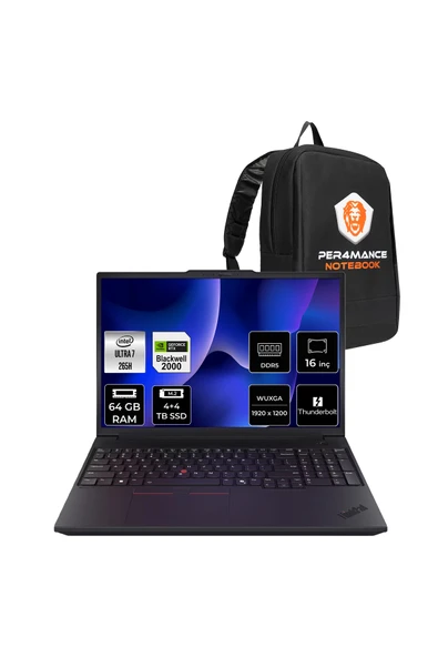 LENOVO ThinkPad P16v G3 Ultra 7 265H 64GB 4TB+4TB SSD RTX PRO 2000/8GB 16" FHD+ FDOS İş İstasyonu ürün görseli 1
