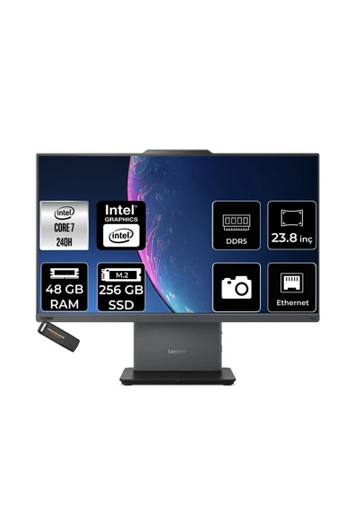 LENOVO ThinkCentre Neo 50A Intel Core 7 240H 48GB 256GB SSD 23.8" FHD FDOS All in One Bilgisayar ürün görseli 1
