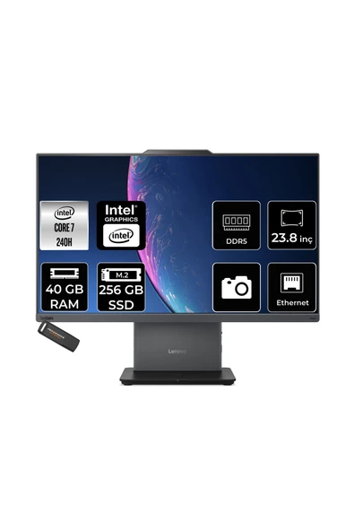 LENOVO ThinkCentre Neo 50A Intel Core 7 240H 40GB 256GB SSD 23.8" FHD FDOS All in One Bilgisayar ürün görseli 1