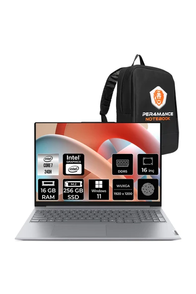 LENOVO ThinkBook 16 G8 Core 7 240H 16GB 256GB SSD 16" FHD+ W11P Taşınabilir Bilgisayar & PER4 Çanta ürün görseli 1