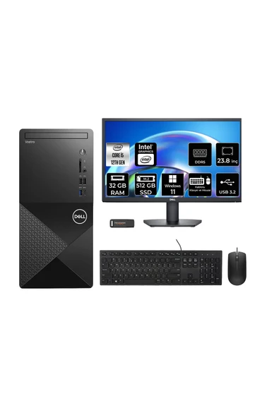 Dell Vostro 3030MT i5 12400 32GB 512GB SSD W11P Masaüstü Bilgisayar + 23.8" Monitör ürün görseli 1