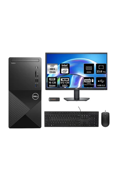 Dell Vostro 3030MT i5 12400 16GB 512GB SSD FDOS Masaüstü Bilgisayar + 23.8" Monitör ürün görseli 1