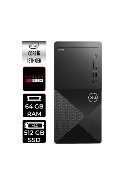 Dell Vostro 3030MT i5 12400 64GB 512GB SSD RX550/4GB W11H Masaüstü Bilgisayar ürün görseli 1