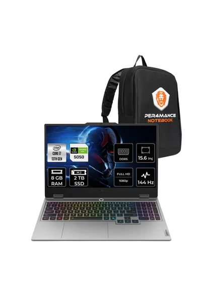 LENOVO LOQ i7 13700HX 8GB 2TB SSD RTX5050/8GB 100W 15.6" FHD 144Hz FDOS Gaming Laptop & PER4 Çanta ürün görseli 1