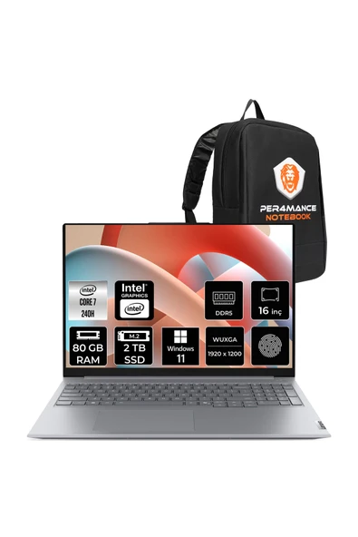 LENOVO ThinkBook 16 G8 Core 7 240H 80GB 2TB SSD 16" FHD+ W11P Taşınabilir Bilgisayar & PER4 Çanta ürün görseli 1