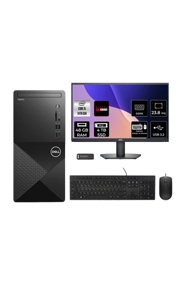 Dell Vostro 3030MT i5 14600 48GB 4TB SSD RX550/4GB FDOS Masaüstü Bilgisayar + 23.8" Monitör ürün görseli 1