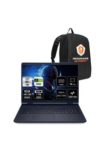 Dell Alienware 16 Aurora Core5 210H 48GB 1TB SSD RTX4050/6GB 85W 16" 2K QHD+ FDOS Gaming Laptop ürün görseli 1