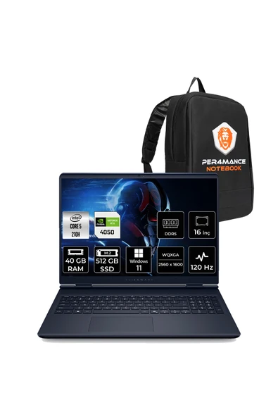 Dell Alienware 16 Aurora Core5 210H 40GB 512GB SSD RTX4050/6GB 85W 16" 2K QHD+ W11H Gaming Laptop ürün görseli 1