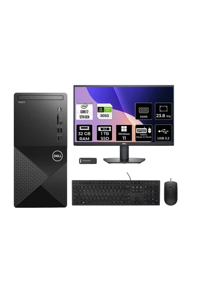 Dell Vostro 3030MT i7 12700 32GB 1TB SSD RTX3050/6GB W11H Masaüstü Bilgisayar + 23.8" Monitör ürün görseli 1
