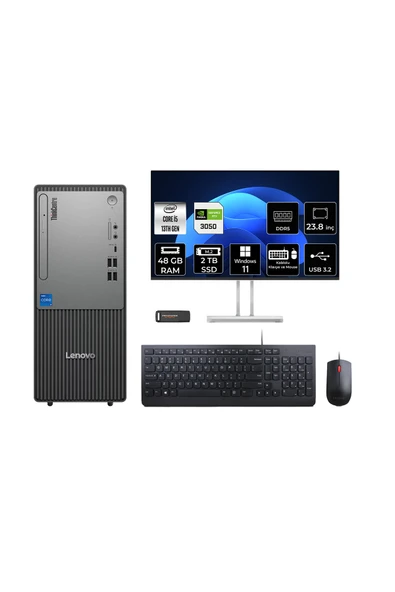 LENOVO ThinkCentre Neo 50T G5 i5 13400 48GB 2TB SSD RTX3050/6GB W11P Masaüstü Bilgisayar + 23.8" ürün görseli 1