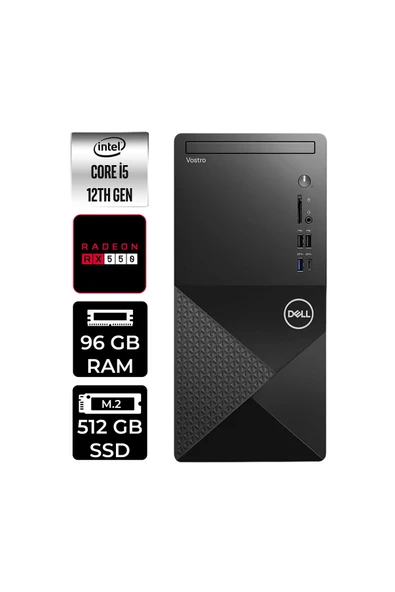 Dell Vostro 3030MT i5 12400 96GB 512GB SSD RX550/4GB FDOS Masaüstü Bilgisayar ürün görseli 1