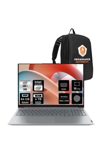 LENOVO ThinkBook 16 G8 Core 7 240H 64GB 4TB SSD 16" FHD+ FDOS Taşınabilir Bilgisayar & PER4 Çanta ürün görseli 1
