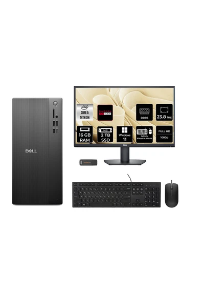 Dell Tower ECT1250 i5 14400 16GB 2TB SSD RX550/4GB W11H Masaüstü Bilgisayar + 23.8" Monitör ürün görseli 1