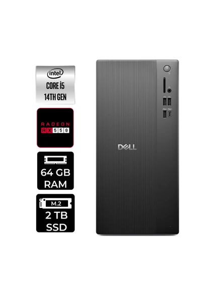 Dell Tower ECT1250 i5 14400 64GB 2TB SSD RX550/4GB FDOS Masaüstü Bilgisayar ürün görseli 1